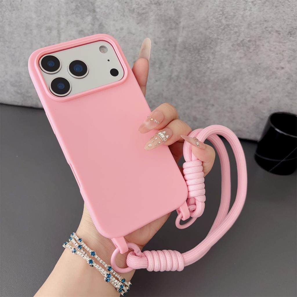 Wrist Strap Matte Silicone Soft Protective Phone Case for IPhone Air 17 Pro Max 16 15 Plus 14 13 12 11 Pro Shockproof Cover