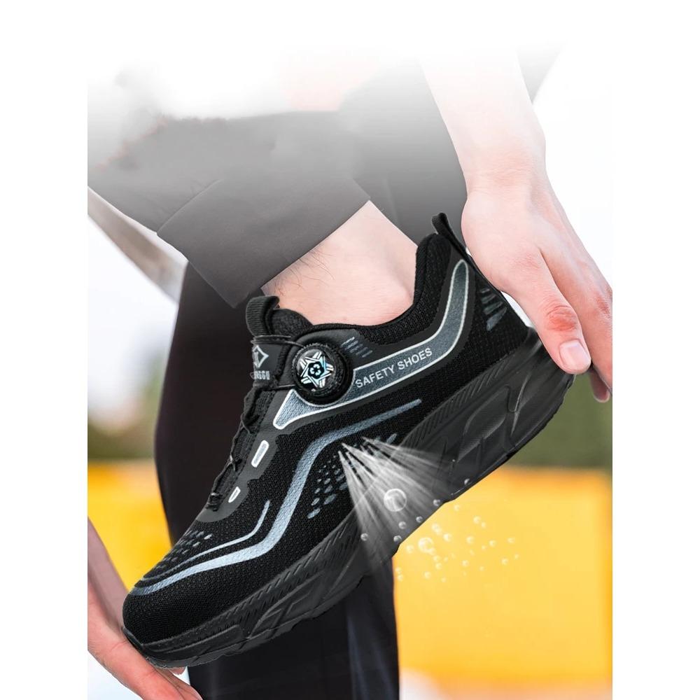Obuwie robocze z obrotowym przyciskiem Męskie trampki Anti Smashing Anti Piercing Buty ochronne Ochronne stalowe buty z noskami