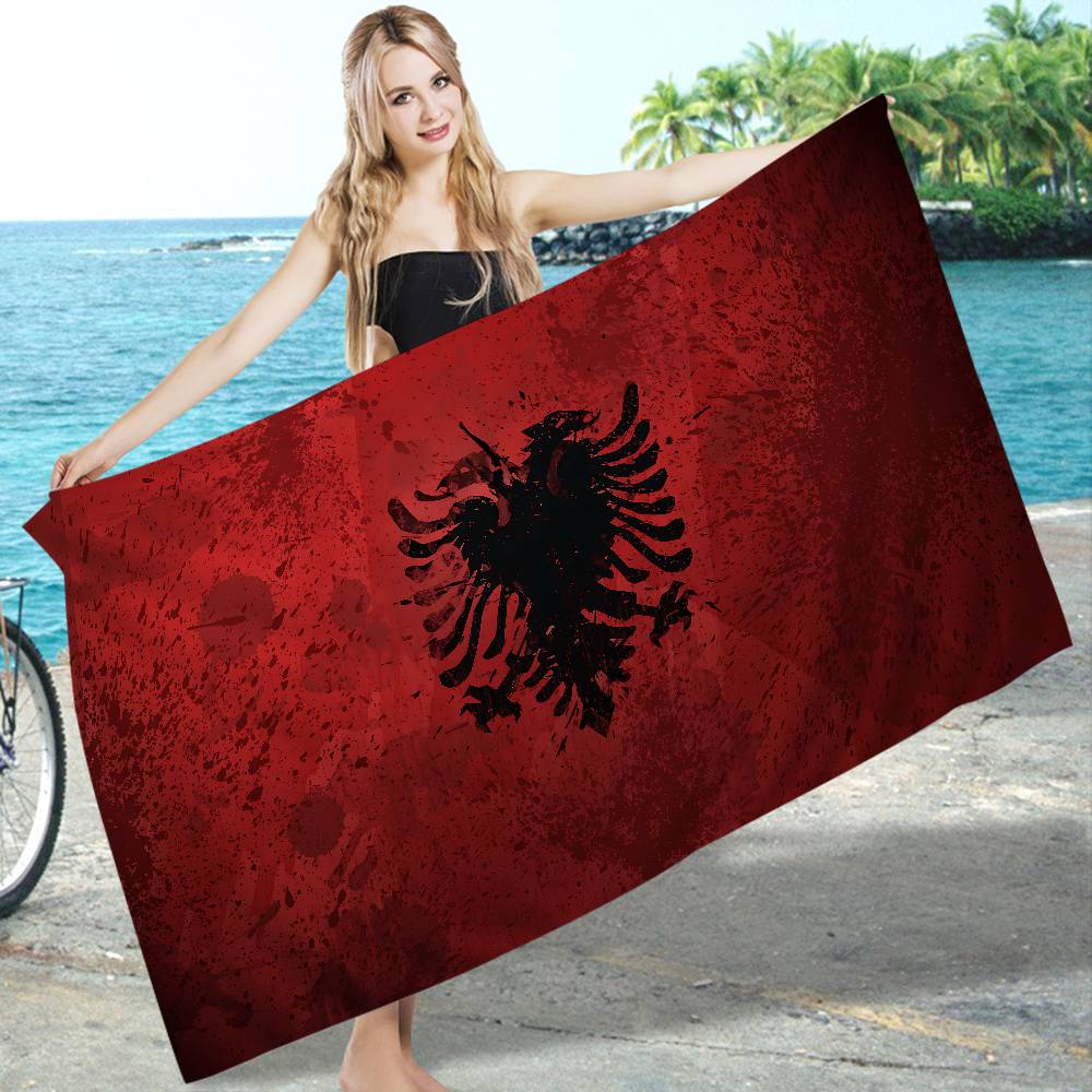 A-Albanien Flagga Mikrofiber Strandhandduk Absorberande Snabbtorkande Mjuk Yoga Simning Resort Bergsklättring Handduk