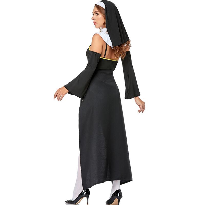 Halloween costume priest cross nun costume 2d adult female cosplay uniform
