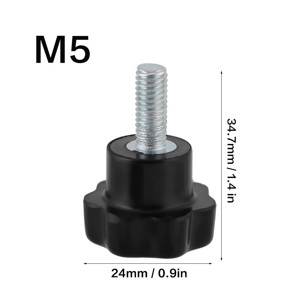 10pcs M5*16 Plastic Star Type Head Knob Handle Bolt Machine Tool Accessories Set Black