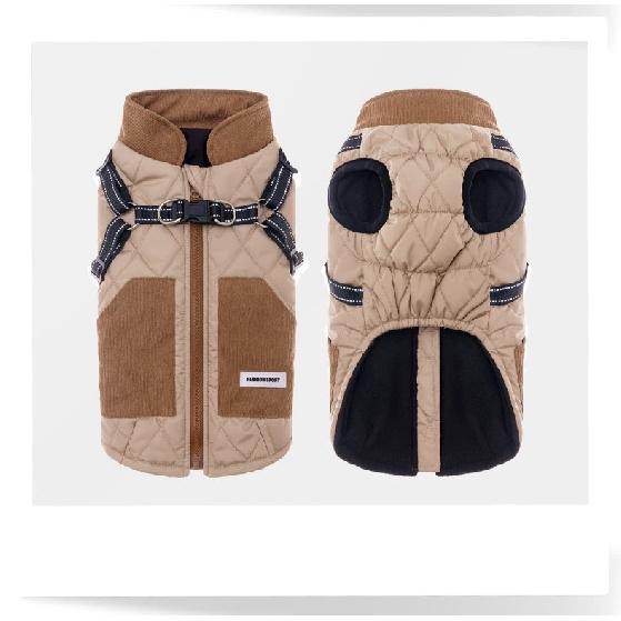 Waterproof Warm Dog Jacket With Harness Winter Dog Clothes French Bulldog Coat Chihuahua Pet Costume for Small Medium Dogs