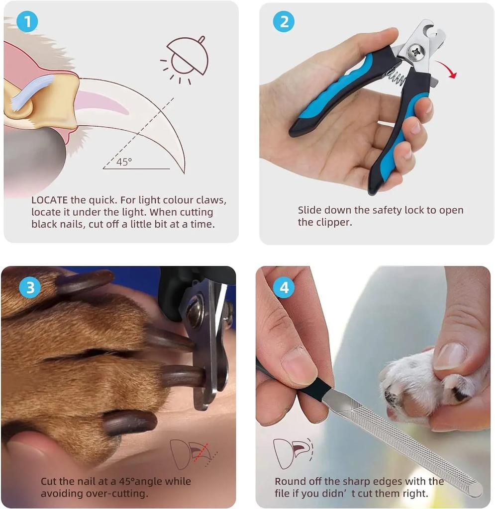 Stainless Steel Pet Nail Clippers with Sickle Large Dog Nail Clippers Nail Clippers Multifunctional Teddy Cat Grooming Scissors