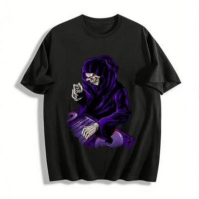 Grim Reaper Graphic Hoodie Edgy Street Style Men's Top Pure Cotton T-shirt