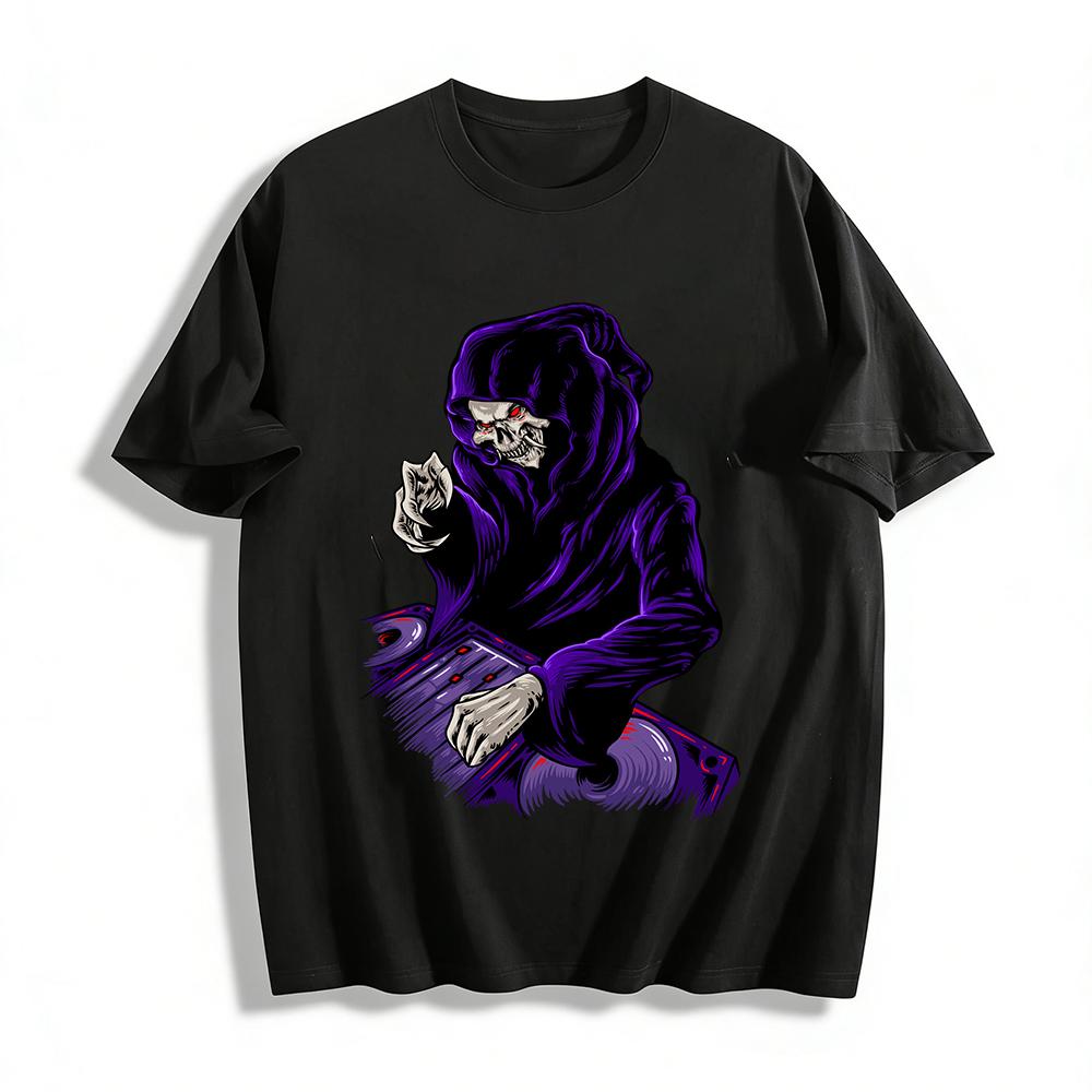 Grim Reaper Graphic Hoodie Edgy Street Style Men s Top Pure cotton T-shirt XXS
