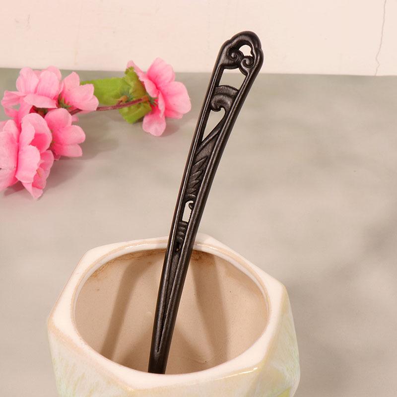 Exquisitely Carved Ebony & Sandalwood Hairpin - Ancient Chinese Style Accessory for Updos and Hanfu Headdress