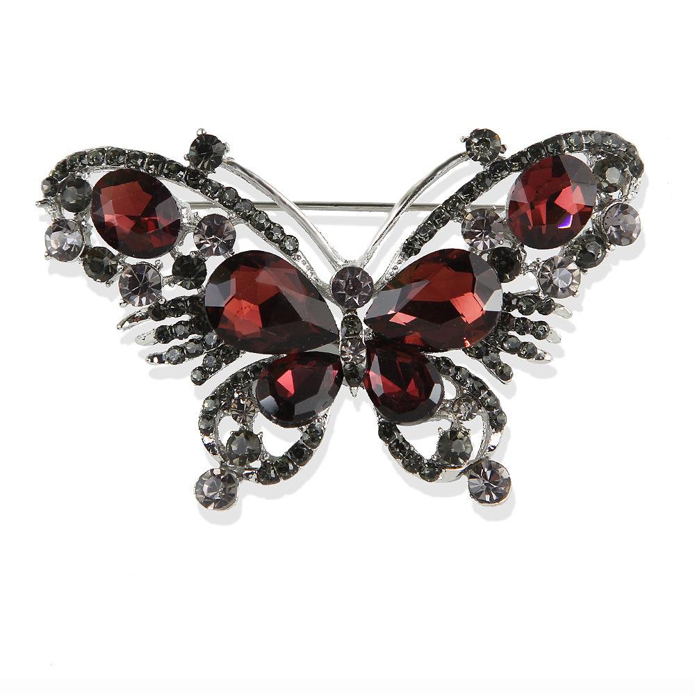 Fashion Crystal Butterfly Brooch Creative Hundred Matching Insect Pin Suit Sober and Fashionable Clothing Accessories Brooch Jewelry