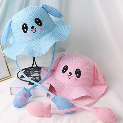 Cute Children's Sun Hat Summer Sunscreen Cap Cotton Yarn Hat Ear Moving Hats Cartoon Fisherman Hat for Kids