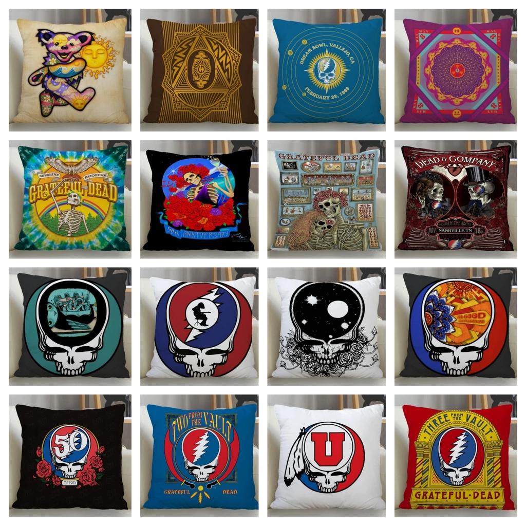 Poszewka na poduszkę Grateful Dead Dekoracja domu 45x45cm Zapinana na zamek kwadratowa poszewka na poduszkę Poszewka na poduszkę do rzucania