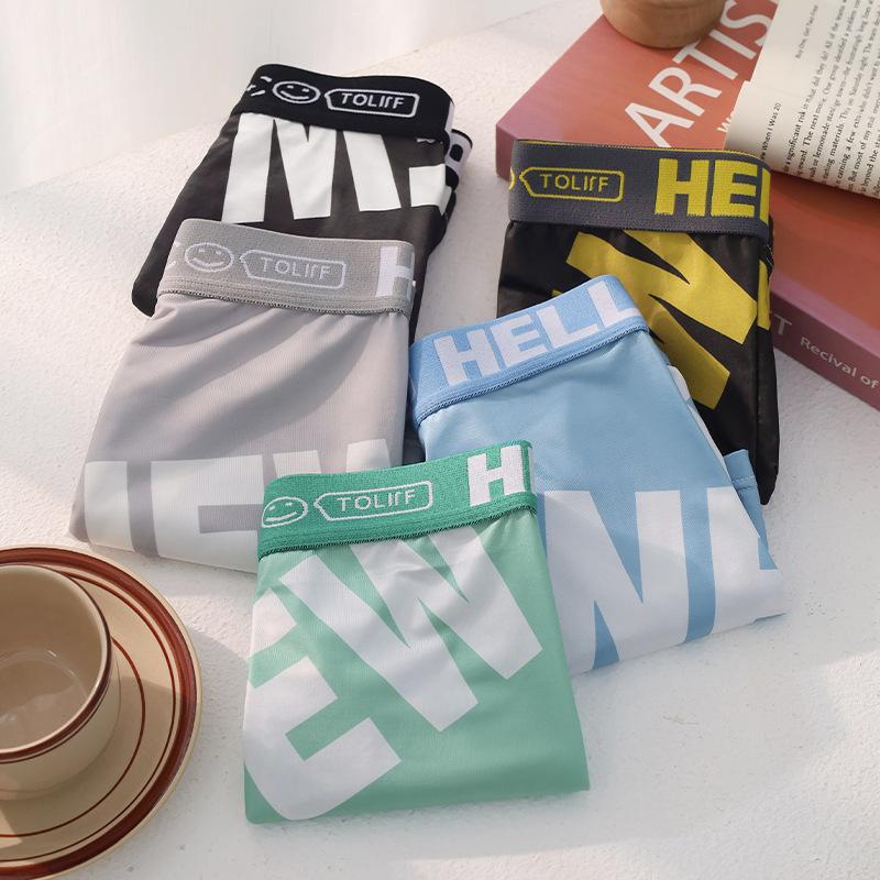 

5 шт. Мужское нижнее белье из ледяного шелка, дышащее, больших размеров, с плоскими углами, молодежный тренд, мужское нижнее белье-боксеры, летние боксеры-брифы 4XL