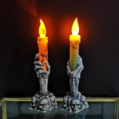 Halloween Candle Light LED Colorful Candlestick Table Top Decoration Horror Skull Ghost Party Halloween Party Home Bar Decor