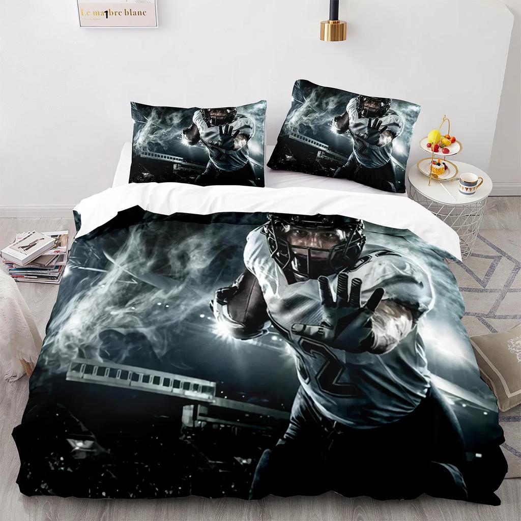 Premium Football Duvet Cover For Boys Girls Burning Football Microfiber Sports Games Theme Soft King Size Quilt Cover
