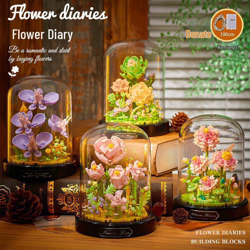 Belledi Eternal Flower Building Blocks: Handmade Educational Toy Bouquet for Valentine's Day Gift