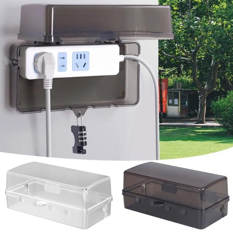 1pc Durable Waterproof Extension Cord Cover - Weather-Proof Cable Management Box, Rain-Proof Plug Holder for Garden and Patio (White & Dark Gray)