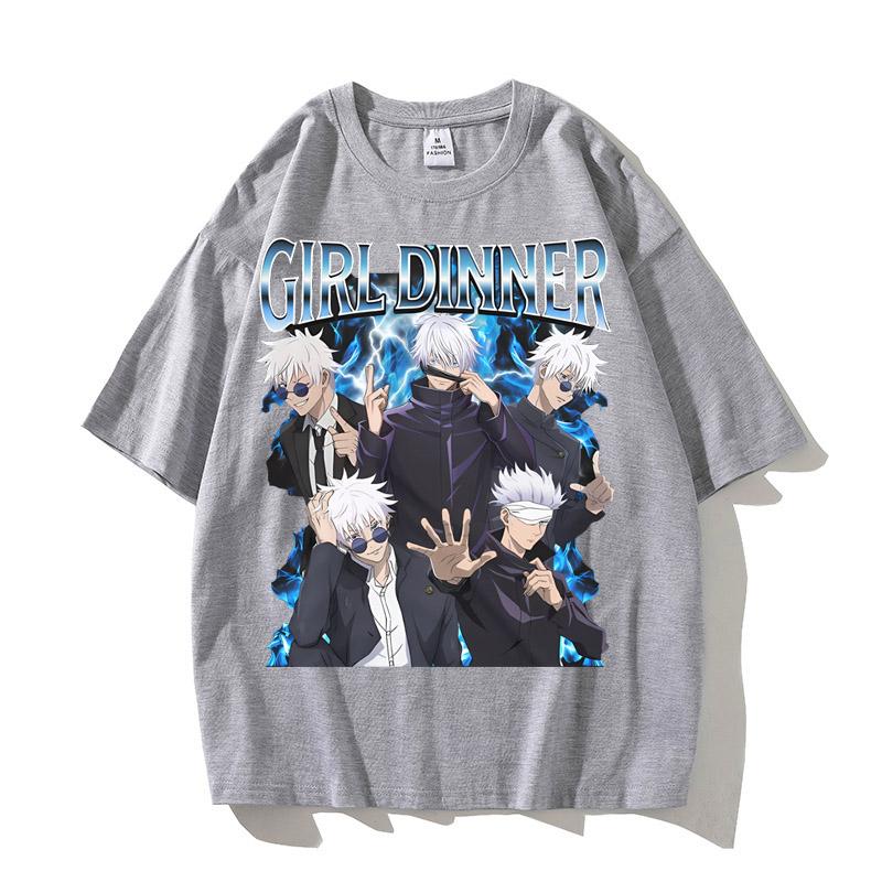 Satoru Gojo Jujutsu Kaisen T-Shirt Vintage Streetwear Japanese Anime Short Sleeve Men Clothing High Quality Cotton T Shirt