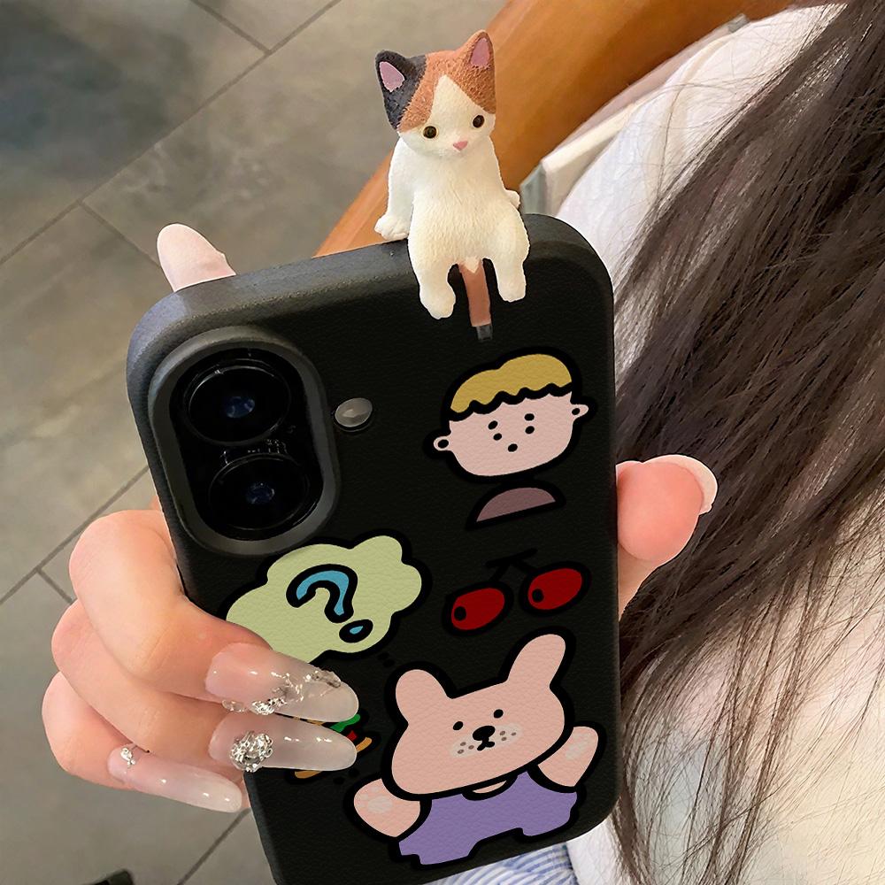 3D Phone Case for iPhone 11 13 17 Pro Max 17 Air Case iPhone 13 15 16 Pro Max 12 14 Pro Max 14 15 Plus Cute 3D Kitten Cartoon Leather