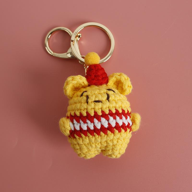 Cartoon Animal Doll Series Crochet Keychain Knitted Rabbit Keychain Cute Bear Keyring For Bag Pendant Custom Accessory