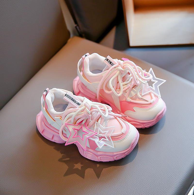 Frühling und Herbst neue Mode lässige Sportschuhe Designgefühl Fake-Schnürung Klettverschluss bequem für Mädchen Stars