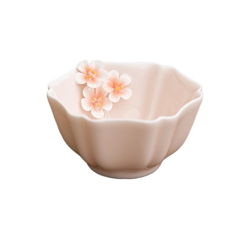 Pinch flower petal cup girls pink tea cup Chinese single tea cup personal exclusive master cup tea cup