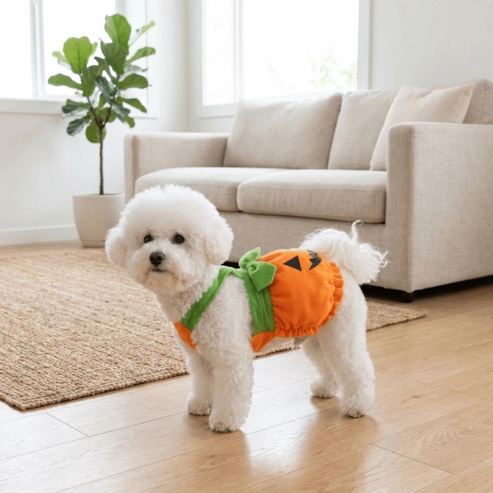 Adjustable Pumpkin Pet Overalls Cartoon Pumpkin Printed Pet Halloween Outfit Comfortable Pumpkin Lantern Dog Clothes