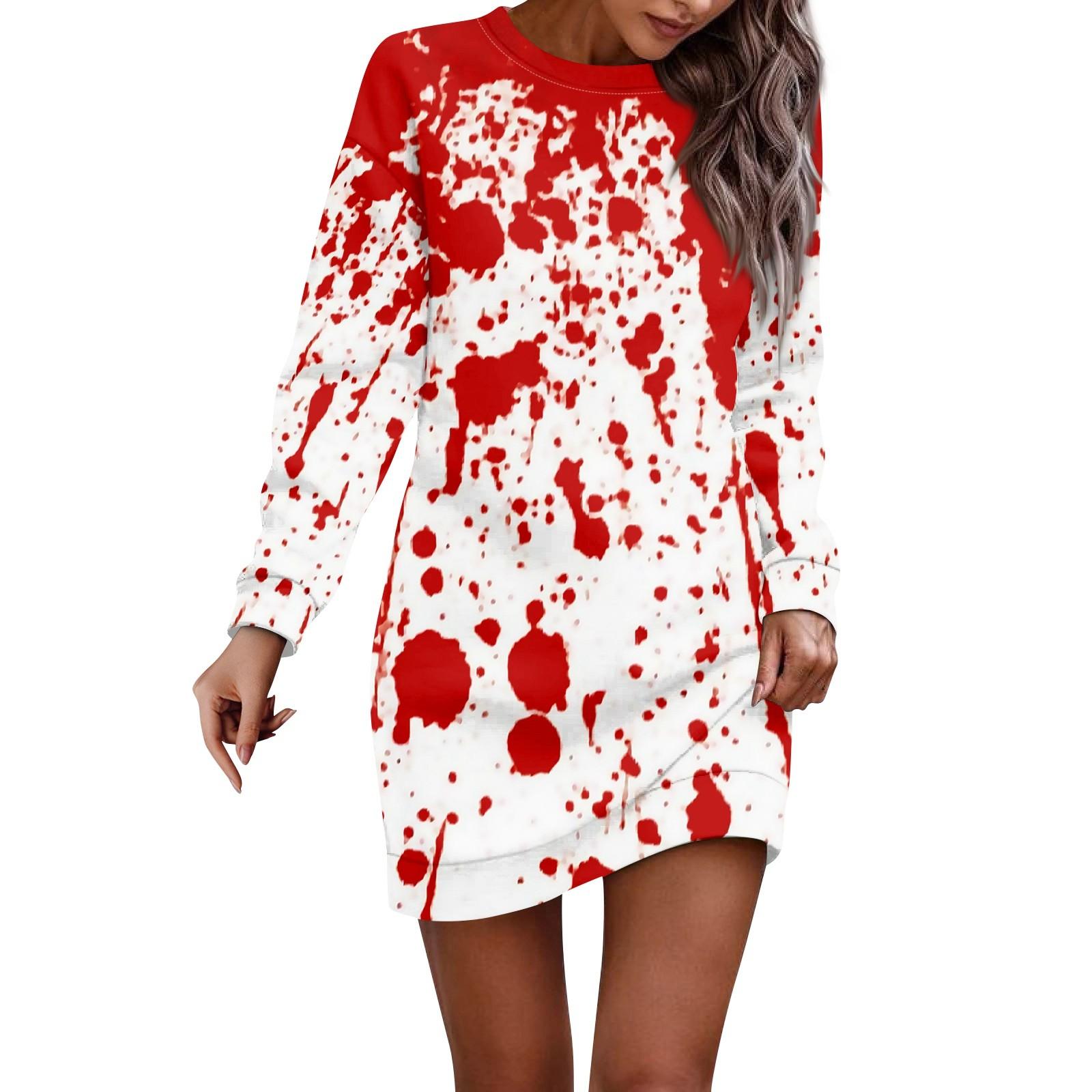 

Платье с длинным рукавом для женщин, повседневное платье-свитер с принтом на Хэллоуин XXL киноварь