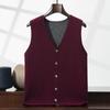 Men's Loose Casual V-neck Color Block Thickened Cashmere Knitted Sleeveless Vest Cardigan