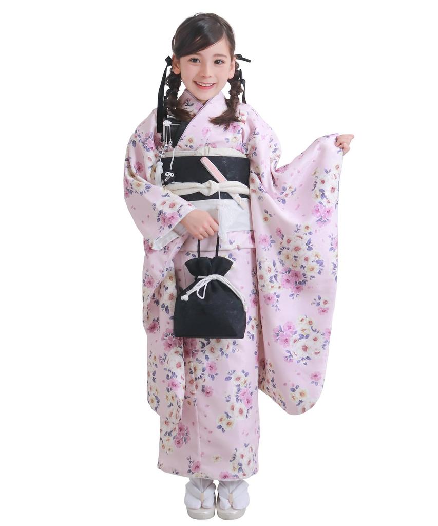 Shichigosan Kimono Set 753 Full Dull Yumesaki [KYOETSU] [Kyoetsu] 7-year-old Girl's Four-piece Obi, Accessories, Hakoseko, Set, (3. Momoka, 115-125cm)
