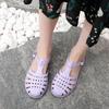 Damen geschlossene Sommer-Sandalen mit Aussparungen, flach, rutschfest, Strand-Gelee-Schuhe, atmungsaktive römische Sandalen