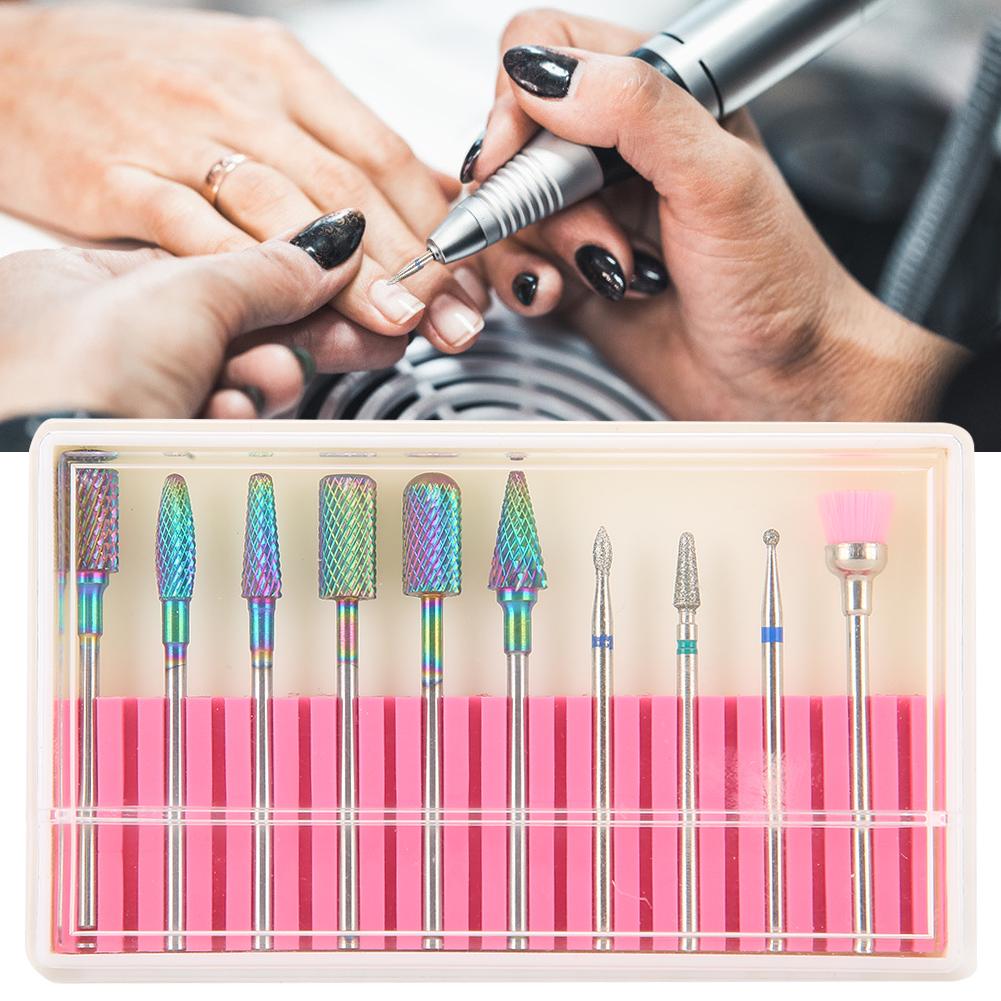 10pcs Nail Art Grinding Head Dead Skin Removal Nail Drill Bits Sanding Polishing Head Set