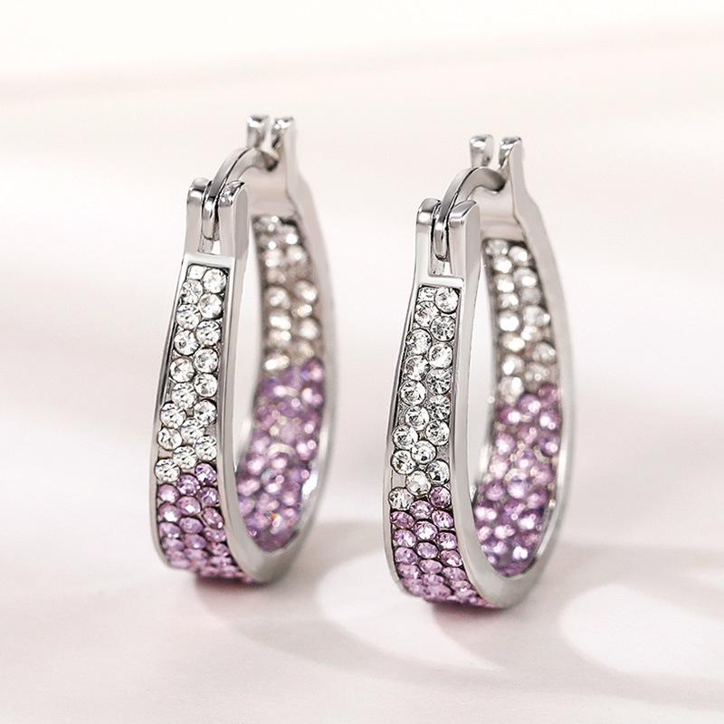 Pinduoduo Earrings, Colorful Ear Buckle Fashion Diamond Women'S Earrings, Versatile Earrings