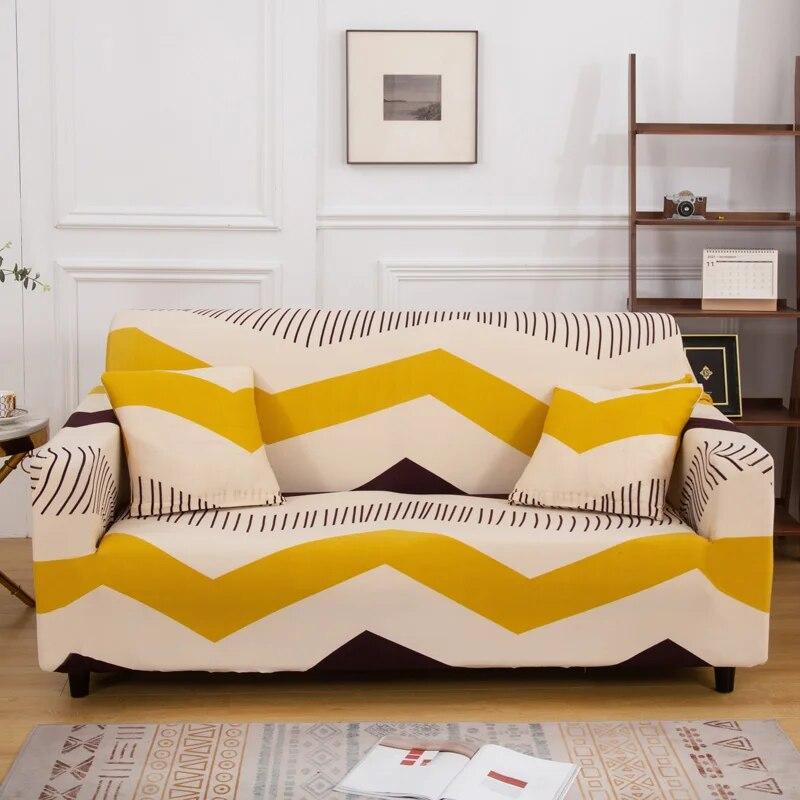 Printed Stretch Sofa Cover Elastic Polyester Spandex Couch Covers, Universal Fitted Sofa Slipcover for Sofa Furniture Protector