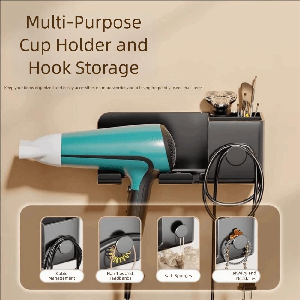 Plastic Hair Dryer Holder Wall Mounted Dryer Hair Stand Durable Storage Rack  Bathroom Accessories