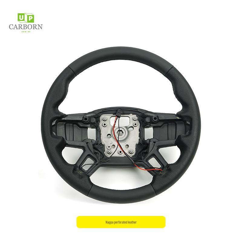 Compatible with 2020+ Land Rover Defender 110/90: Carbon Fiber Nappa Steering Wheel with Alcantara Paddle Shifters & Clock Spring.