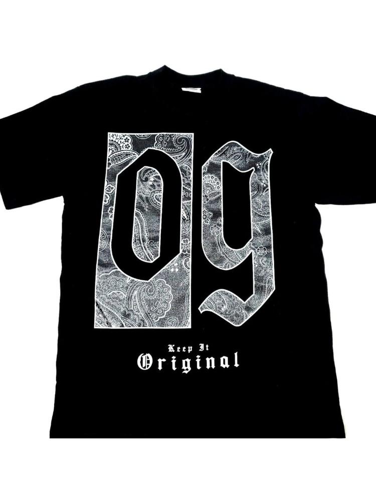 

Men s Original Gangster T-Shirt - OG Urban Streetwear, Black Cotton Tee with Whi M
