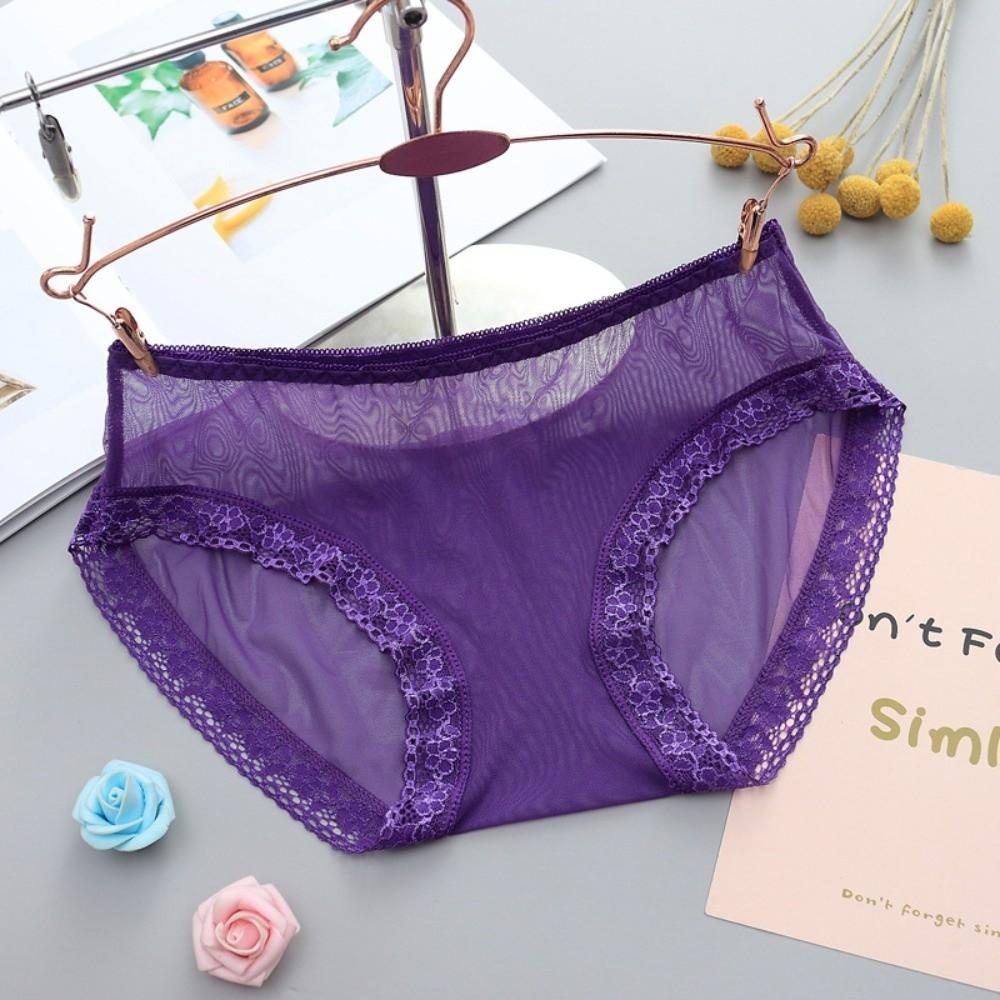 Fashion Low Waist Sheer Mesh Lace Thong Seamless Transparent Lace Flower Briefs Women Hollow One-piece Romantic T Panties Ladies