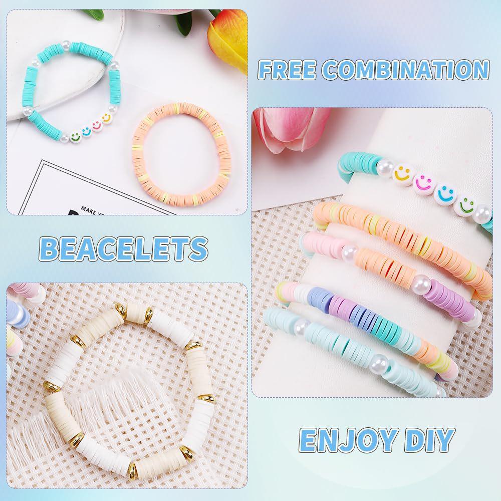 Polymer Clay and Letter Beads Friendship Bracelet Kit - 4000 Beads, 32 Grids