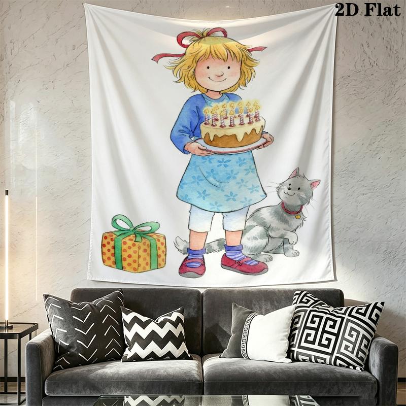 Meine Freundin Conni Wall Tapestry Aesthetic Wall Hanging Printed Fabric Blanket Decorative Tapestries for Bedroom Living Room Home Decor