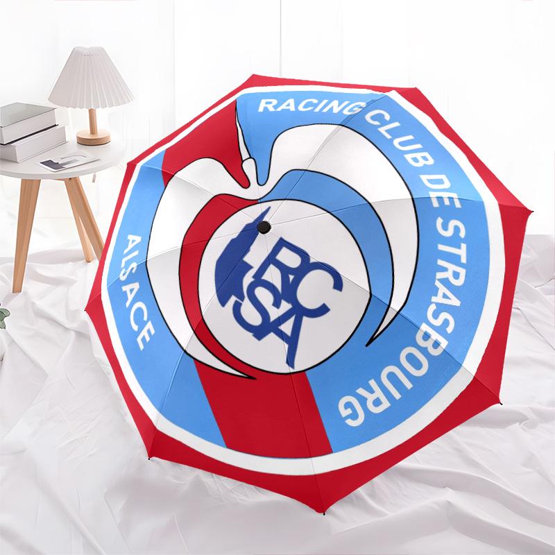 RC Strasbourg Alsace pattern, automatic folding umbrella, portable and foldable design, 8 ribs, a Christmas or birthday gift.