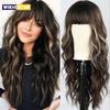 A Full Set of Synthetic Fiber Wig for Long Curly Hair with Bangs