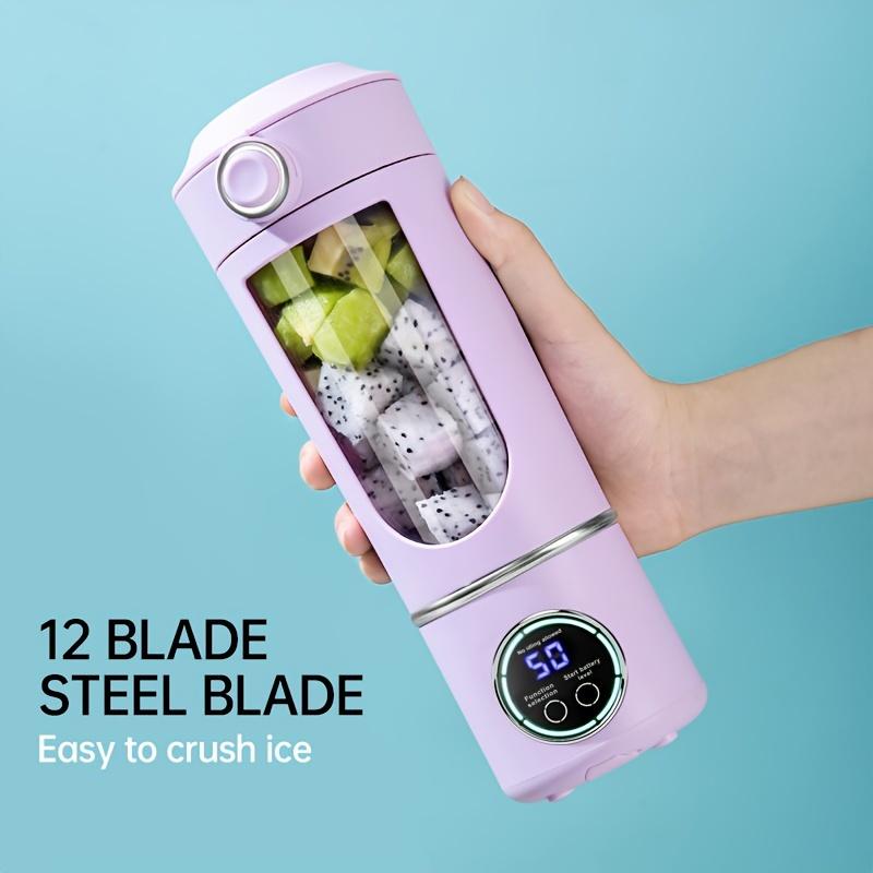 Portable USB Rechargeable Blender with LED Display - Compact 18.6 Oz Citrus Juicer, 700ml Capacity, Ideal for Smoothies and Shakes, Dual Lid Design