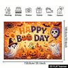 2D Spooky Halloween Boo Day Backdrop with Spider, Bats & Candy