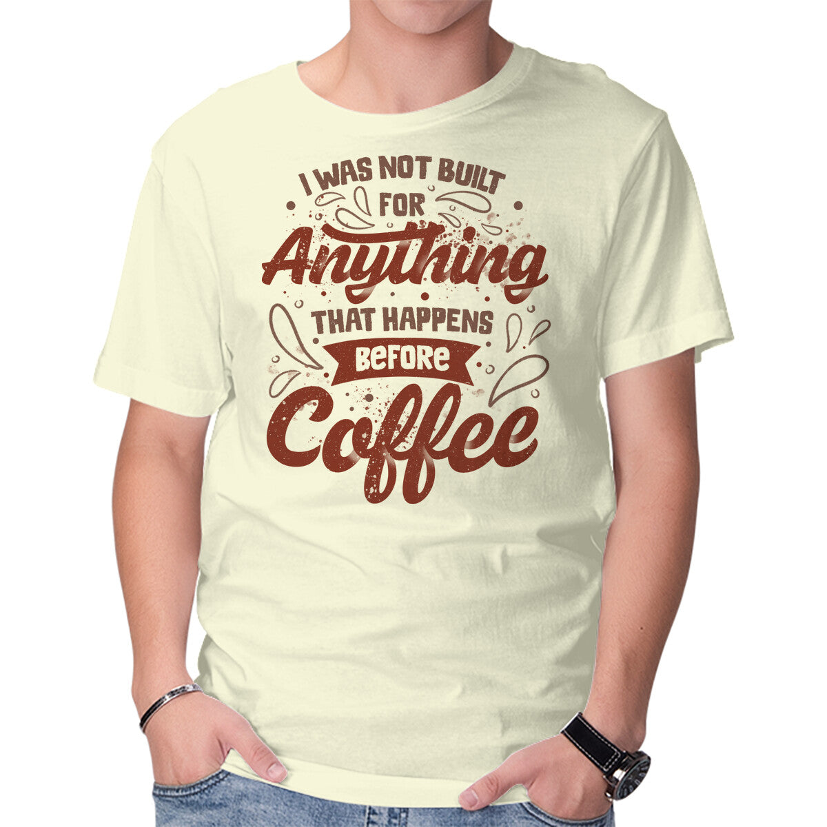 Unisex Crew Neck T-Shirt Not Built For Anything Before Coffee Graphic Short Sleeve Casual Tee XS