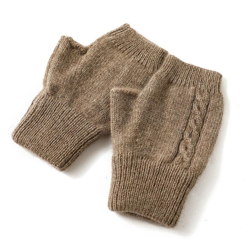New Autumn and Winter Style Women's Half Finger Retro Twisted Flower Warm Thickened Hand Protection Knitted Gloves