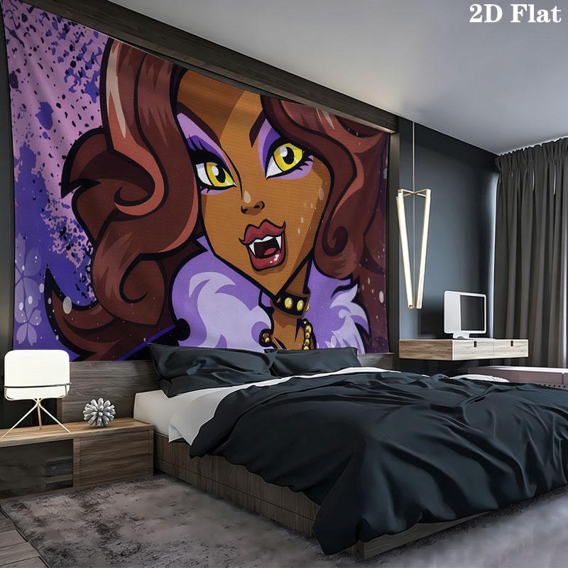 Clawdeen Wall tapestry, aesthetic printed fabric blanket, suitable for bedroom, living room, and home decor.