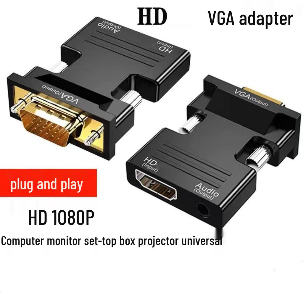 Gold-Plated HDMI/VGA Adapter for TV, Laptop, Monitor with Audio
