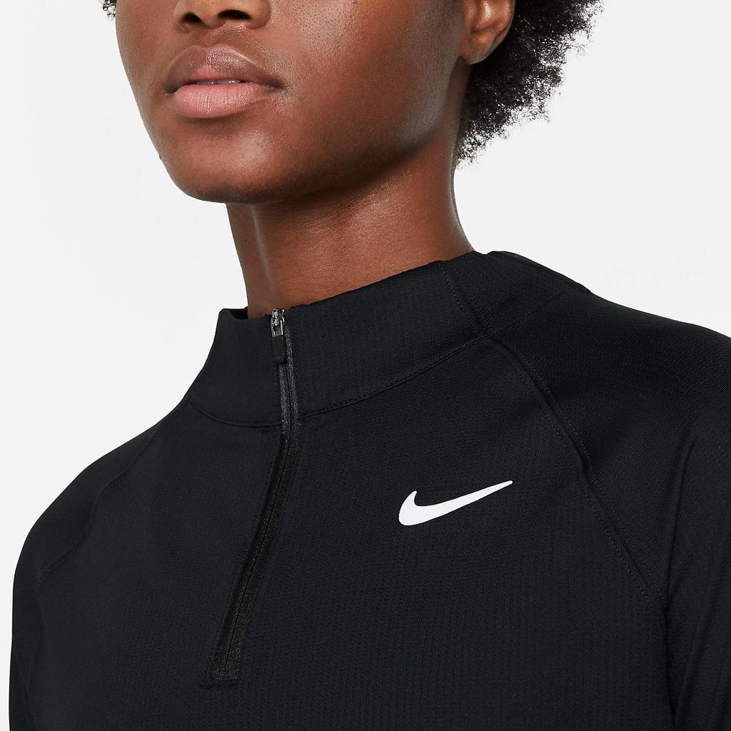 Nike Victory Solid Color Stand Collar Half Zip Quick Dry Long Sleeve T-Shirt Women Tops Black CV4698-010