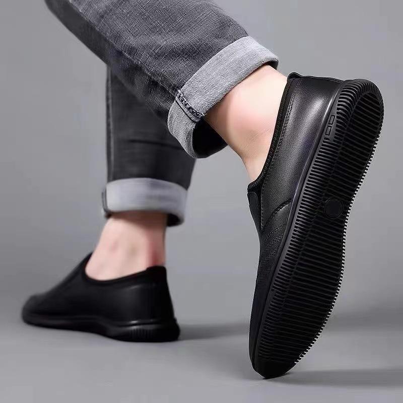 Casual shoes men's summer breathable business versatile soft-soled leather shoes one pedal soft-soled dad shoes comfortable driving men's shoes