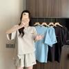 Trendy Summer Two-Piece Running Set: Loose Fit Short-Sleeve Top & Slimming Shorts for Female Students
