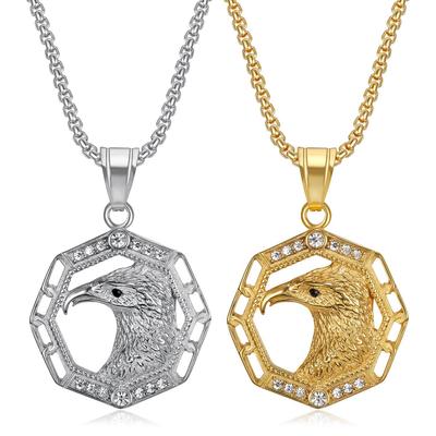 New Hip-Hop Jewelry Stainless Steel Vacuum Gold Plated 18K Gold Eagle Pendant Necklace