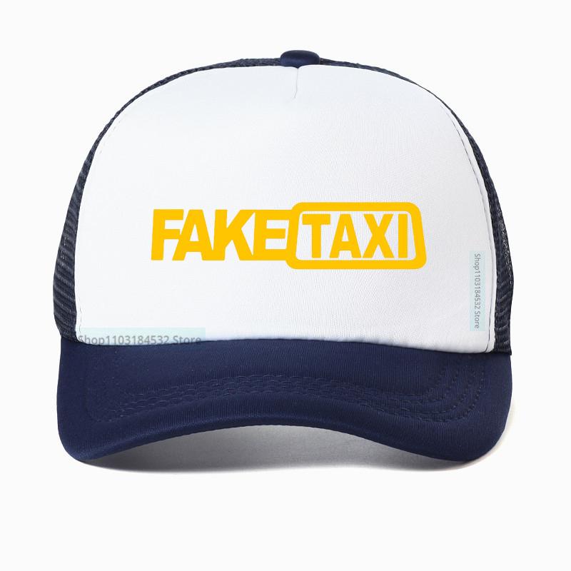 Berretto da Baseball Taxi Finto Alta Qualità Rete Traspirante Estate Uomo Nero Stampa Faketaxi Snapback